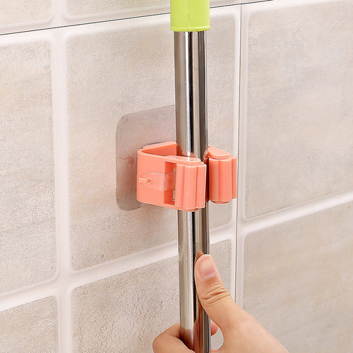 Traceless mop clip without punching holes for hanging broom holder Hook card holder powerful traceless bathroom wall-mounted storage rack T