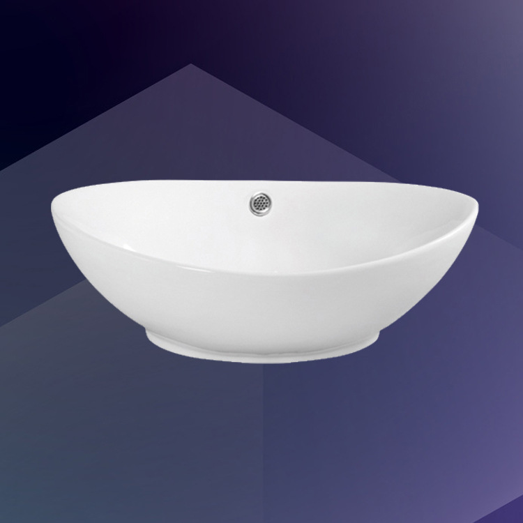 Lavabo artístico Hengying con forma de lingote, diseño integrado de cerámica, simple y elegante, adecuado para baños pequeños y uso doméstico.