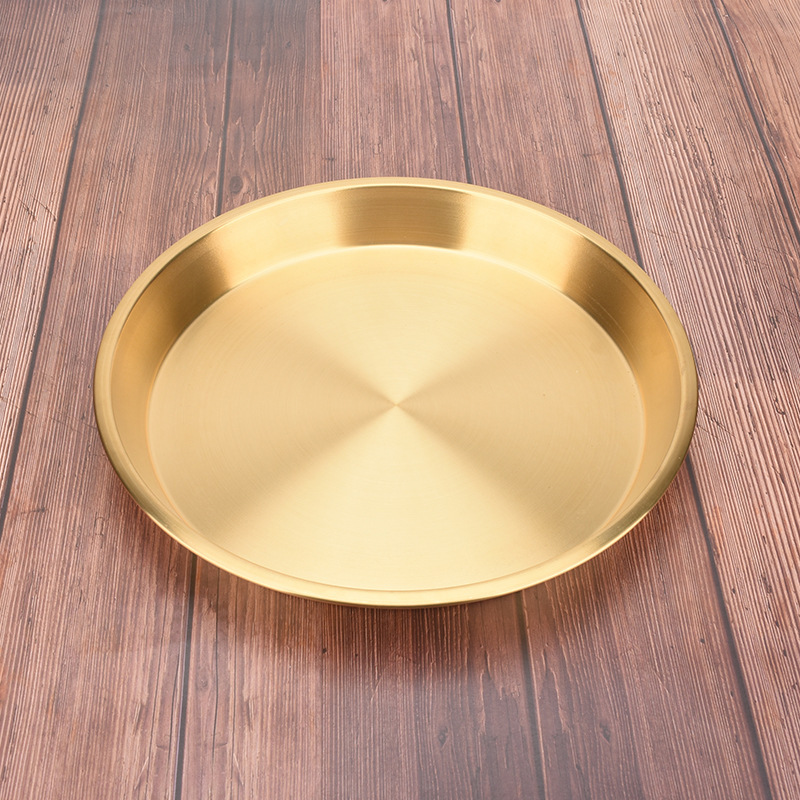 Multi-specification Copper Plate Brass Household Plate Fruit Tribute Plate Thickened Flat Bottom Flat Plate Round Tray 24-45cm