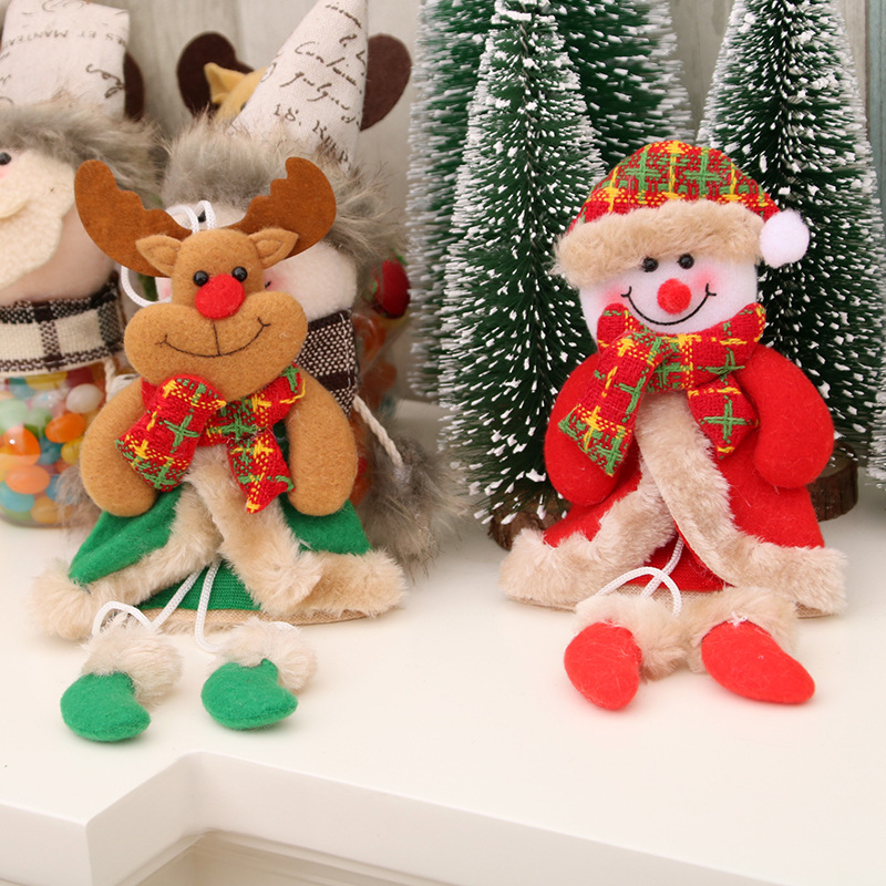 Decoraciones navideñas Navidad con patas colgante regalo de Navidad pequeña tela colgante de árbol de Navidad pequeña muñeca