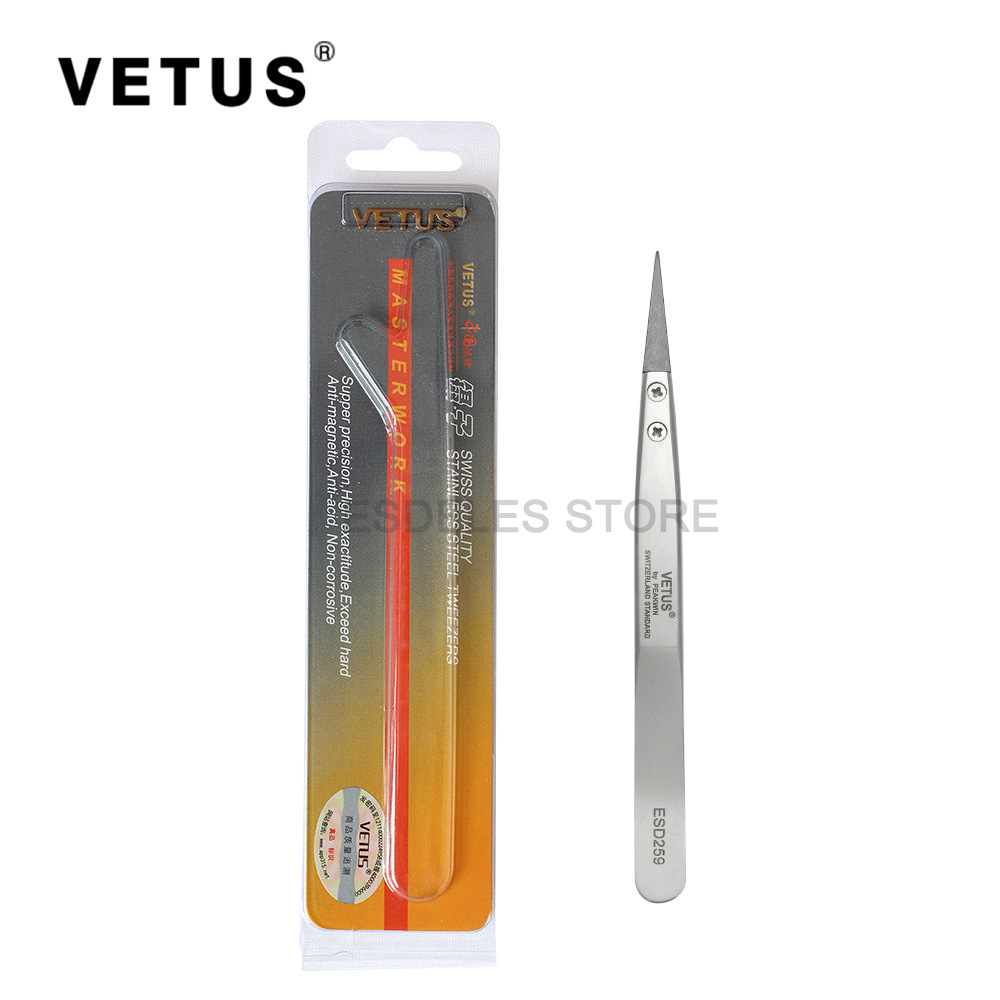 工厂批发现货防静电镊子可换头塑料尖头不锈钢镊子ESD-259无磁