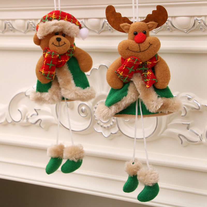 Decoraciones navideñas Navidad con patas colgante regalo de Navidad pequeña tela colgante de árbol de Navidad pequeña muñeca