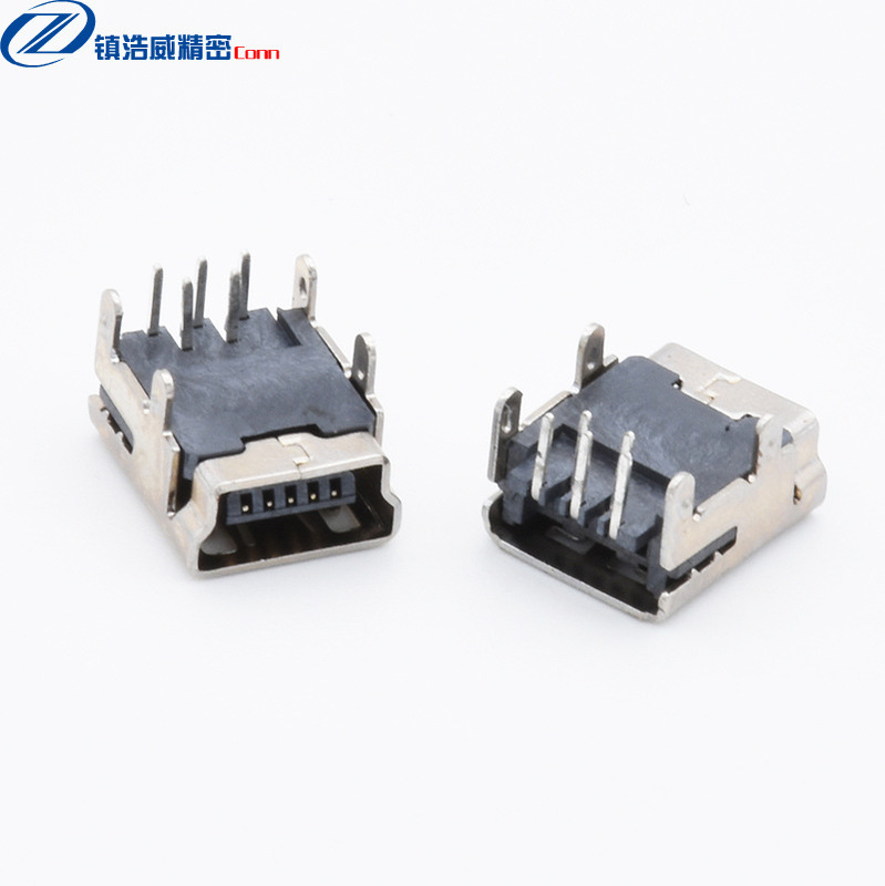USB Female Connector Mini Mini 5P Four-Pin 90-Degree Single-Layer Terminal Mini Interface Micro Socket Connector