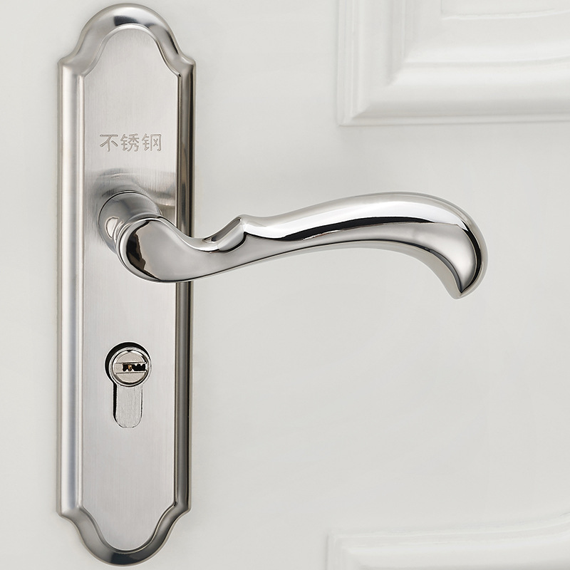 Cerradura de puerta de dormitorio de acero inoxidable cerradura interior cerradura de puerta de madera maciza minimalista moderna cerradura de puerta mecánica silenciosa cerradura de puerta doméstica