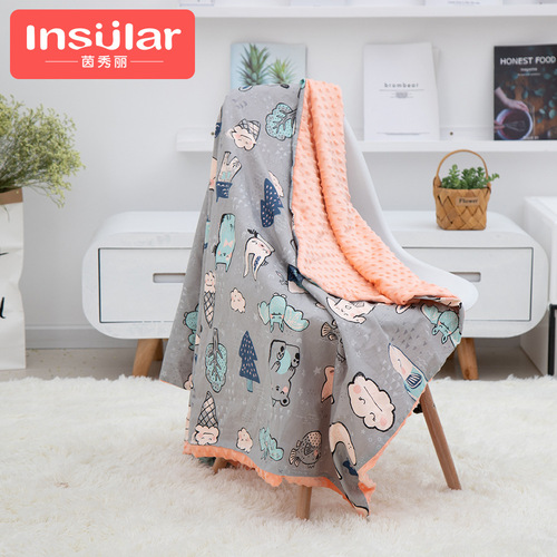 Inxiuli cotton baby beanie blanket cartoon children's blanket baby comfort blanket stroller blanket cross-border