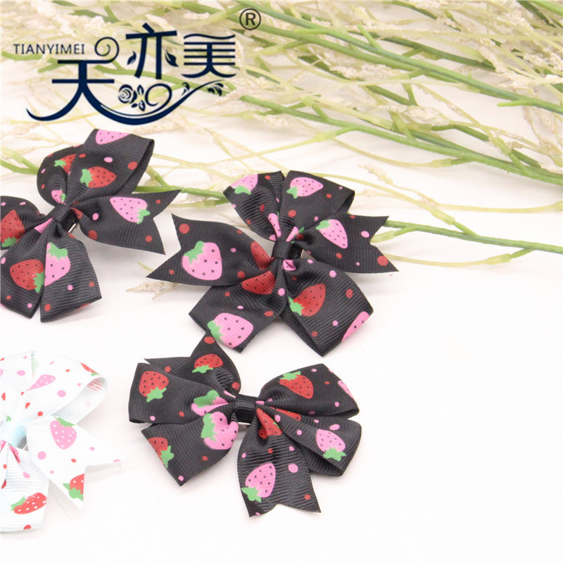 Flor de la fresa 2,5 cm costilla con cola Milano arco los niños tocado accesorios mano trabajo Bricolaje Flor Mariposa