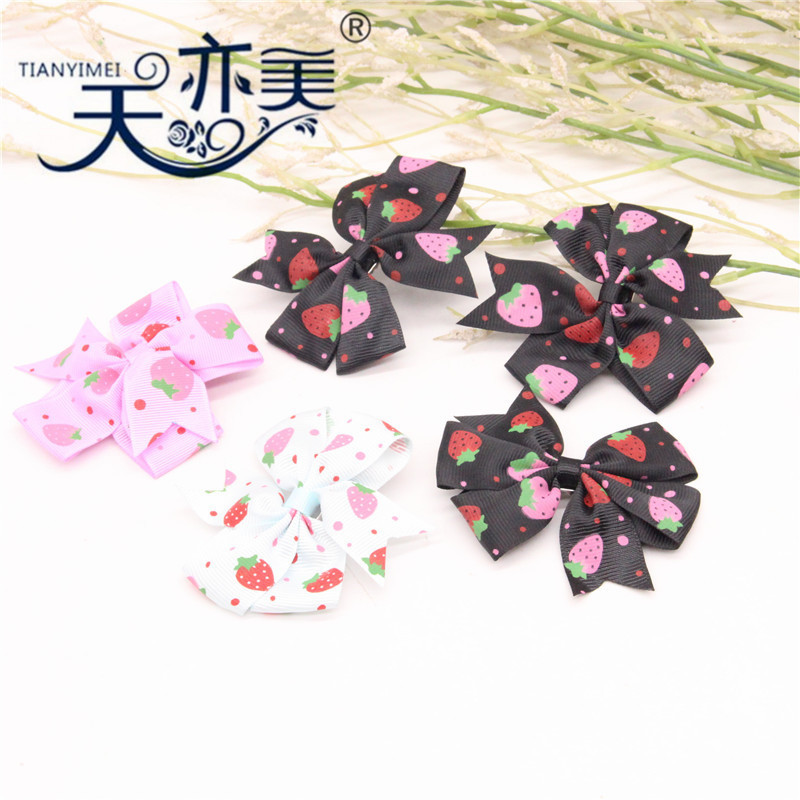 Flor de la fresa 2,5 cm costilla con cola Milano arco los niños tocado accesorios mano trabajo Bricolaje Flor Mariposa