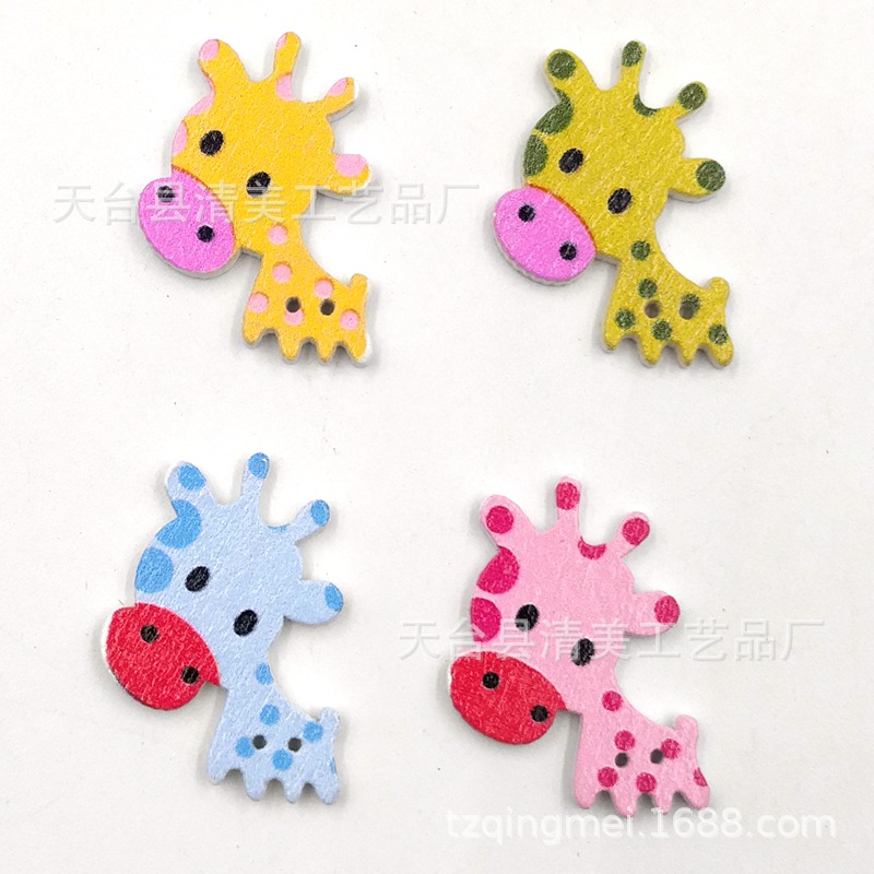 Colorido jirafa de dibujos animados madera hermosa decoración hecha a mano los niños 50 unidades un paquete