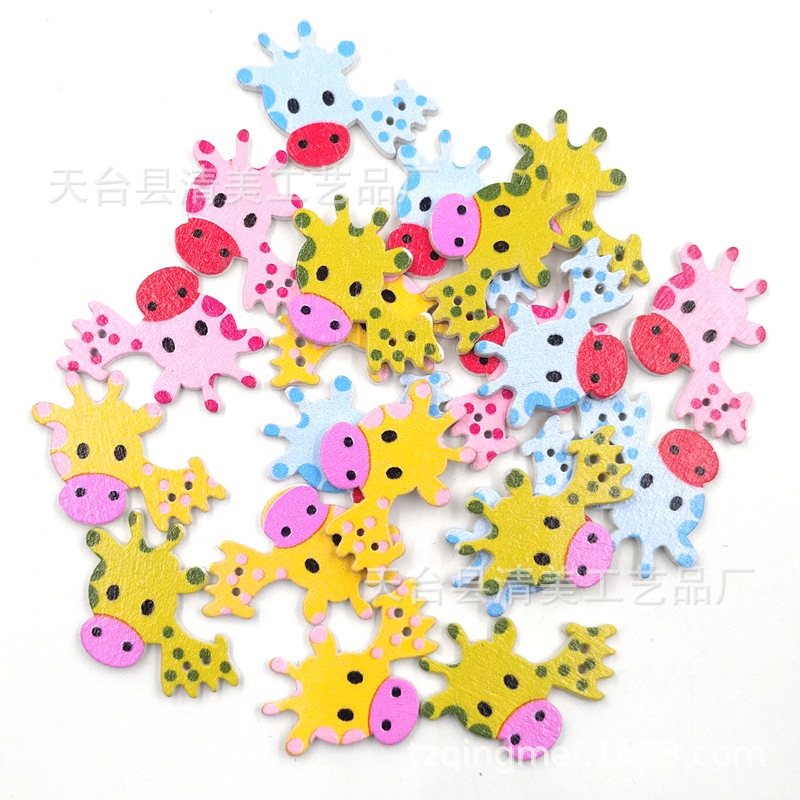 Colorido jirafa de dibujos animados madera hermosa decoración hecha a mano los niños 50 unidades un paquete