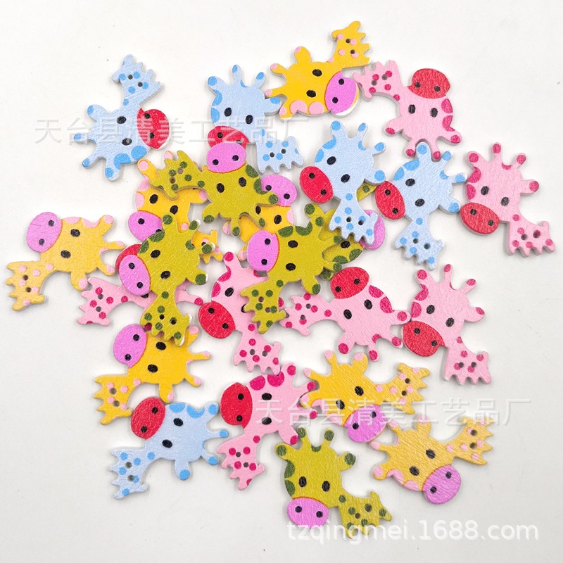 Colorido jirafa de dibujos animados madera hermosa decoración hecha a mano los niños 50 unidades un paquete