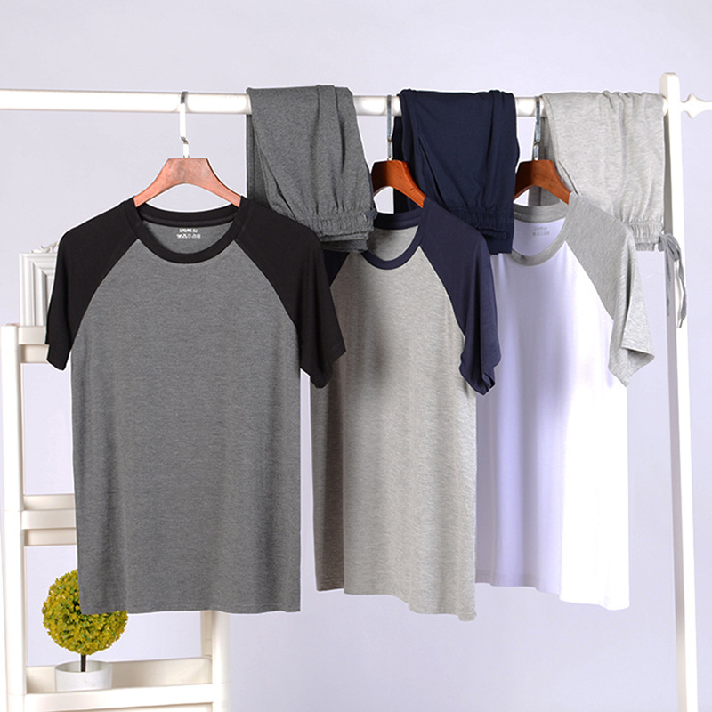 Venta directa de fábrica modal casa traje de los hombres pijamas verano homewear casual pijamas traje