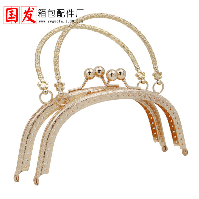 16.5CM arco relieve S patrón de mano oro portátil oro accesorios de bolsa diy