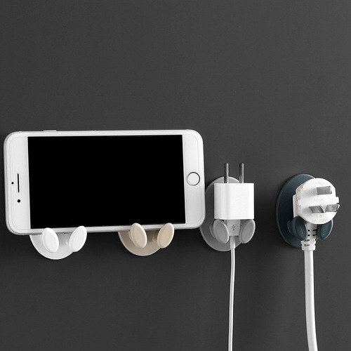 Yiyue nail-free sticky hook oval socket hook power cord storage rack creative plug strong hook plug whole