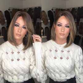 跨境化纤假发hair欧美假发女短发假发偏分机制高温丝化纤头套wigs