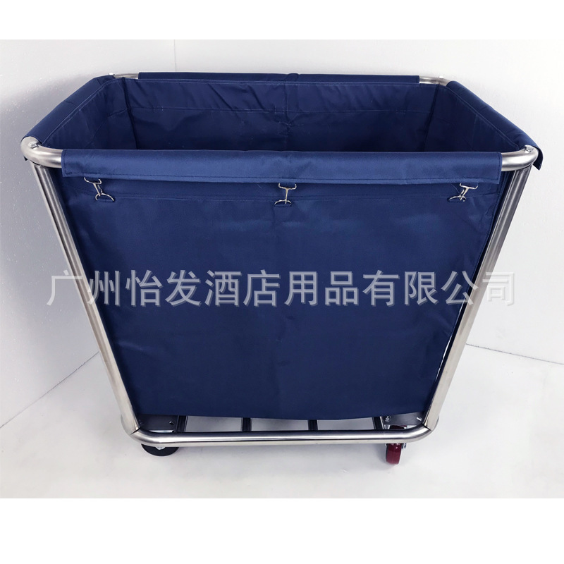 Carrito de lavandería cónico de acero inoxidable y lino, engrosado, para hotel, servicio de habitaciones y reciclaje