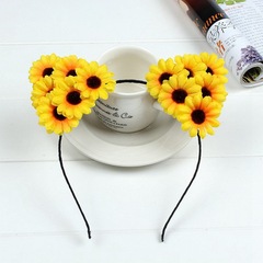 Cross-border Bestseller: Mori Girl Style Silk Fabric Sunflower Cat-Ear Flower Crown Headband — Children's Performance & Festival Hair Accessories