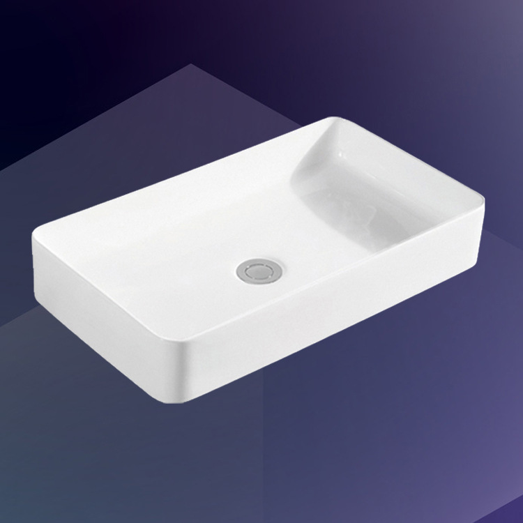 Lavabo de cerámica para encimera, lavabo artístico de borde delgado, lavabo cuadrado, lavabo sin perforaciones, fabricante de lavabos de estilo nórdico.
