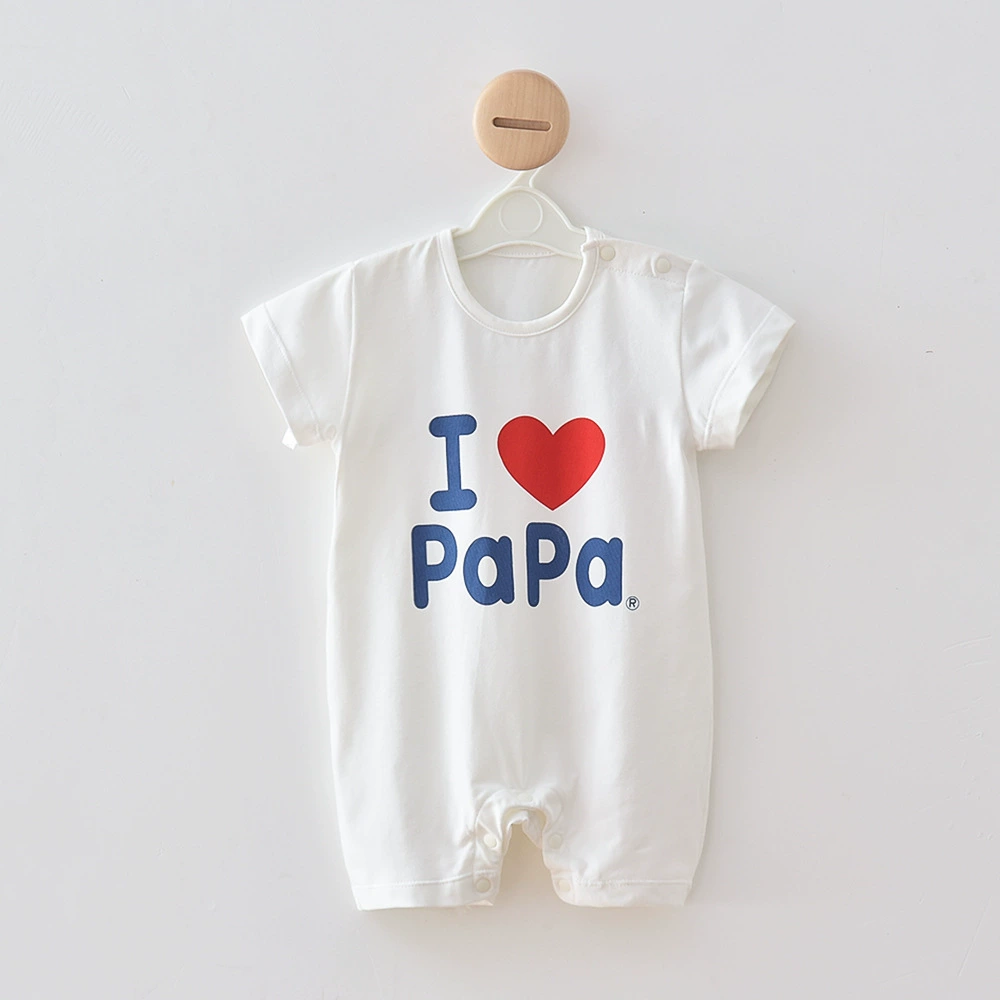 Я люблю своего папу Я люблю свою маму Ледяная хлопковая летняя одежда с короткими рукавами и принтом Крылья Ангела на спине Одежда для скалолазания для новорожденных