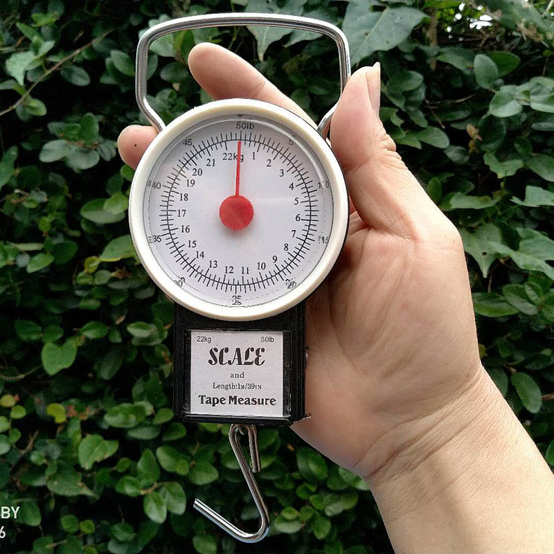 Cross-Border Trade Fishing Spring Scale 22-35kg Portable Fish Hook Scale with Tape Measure Luggage Scale Kitchen Scale