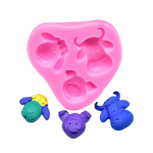 DIY烘焙奶牛羊小猪 硅胶模具动物造型翻糖巧克力硅胶模现货