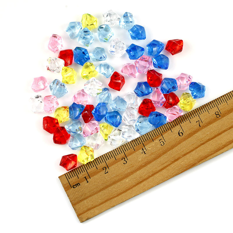 Pequeño cubo de hielo 6x9mm de simulación transparente acrílico color cristal piedra congelada rápida fragmentos de plástico falso cubo de hielo