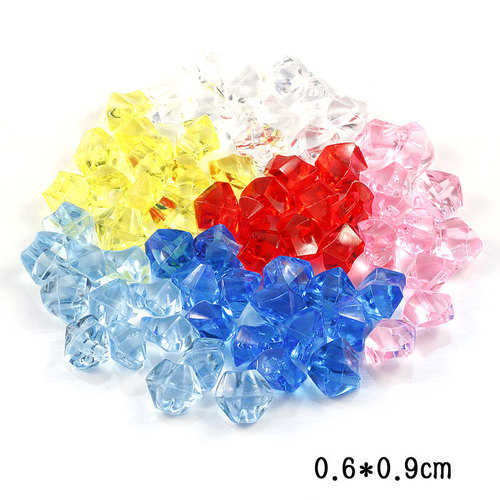 Small ice cubes 6x9mm simulated transparent acrylic colored crystal stone, fast frozen frozen plastic fake ice pieces