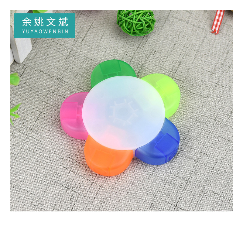 厂家供应雾白半五色花瓣型荧光笔 标记笔  多色荧光笔糖果