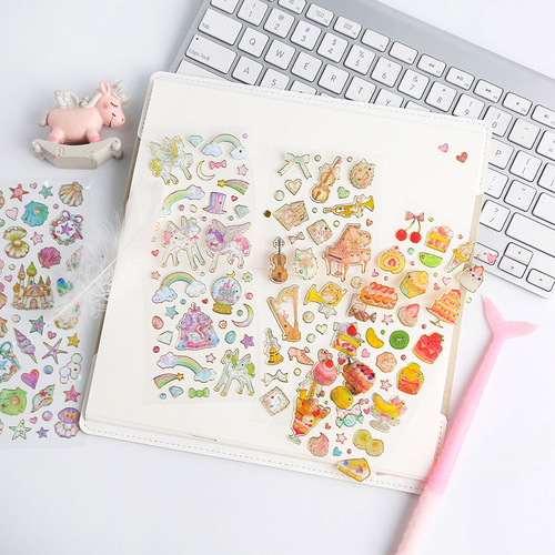 Korean version of cute stickers, bronzing transparent DIY diary materials, decorative stickers, children's stickers, creative wholesale
