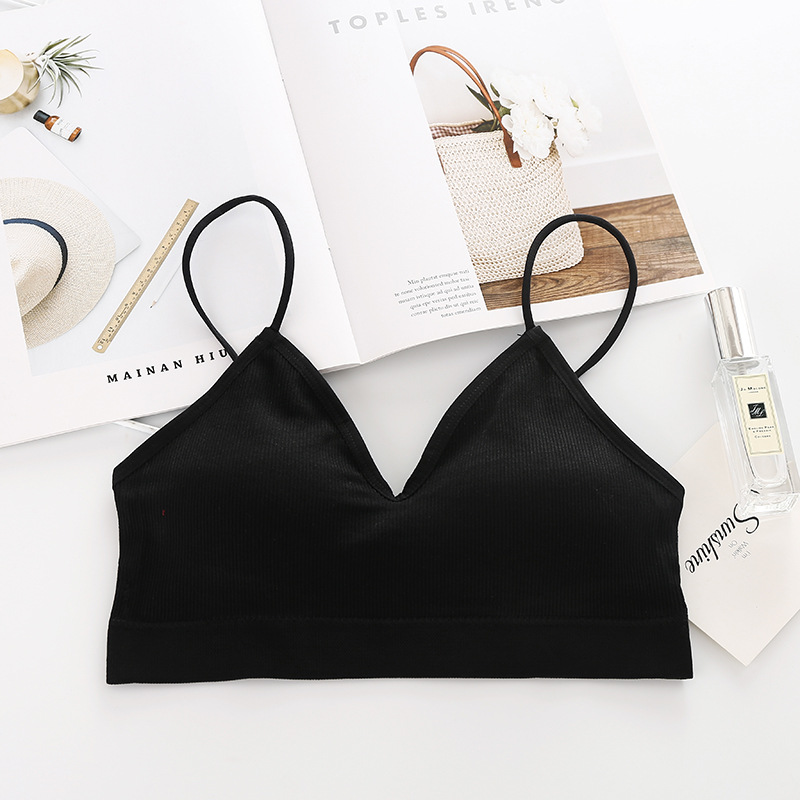 Camisola de las mujeres ropa interior sexy espalda pequeña pecho Chaleco corto anti-Exposición con almohadilla de pecho tubo superior ropa interior deportiva