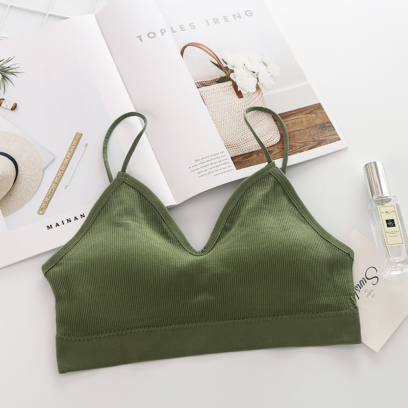 Camisola de las mujeres ropa interior sexy espalda pequeña pecho Chaleco corto anti-Exposición con almohadilla de pecho tubo superior ropa interior deportiva