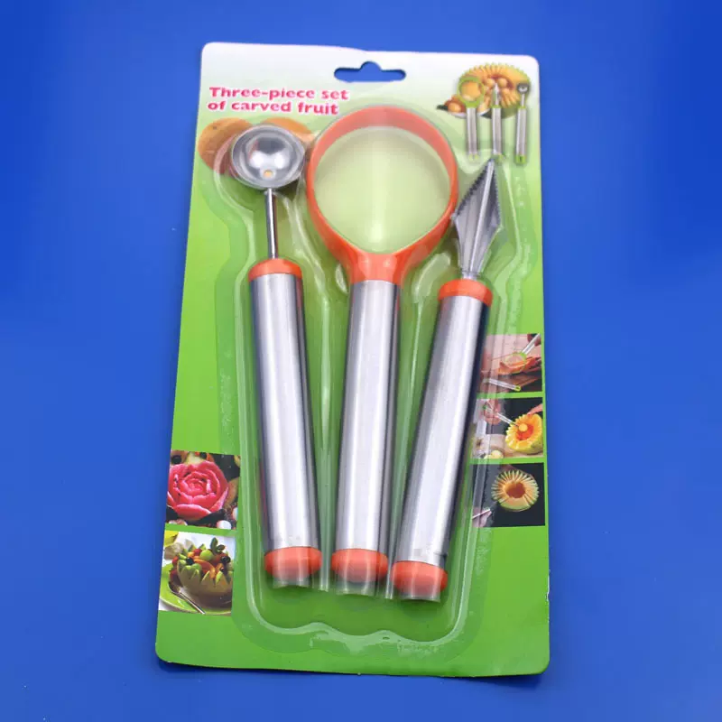 不锈钢水果挖球器拼盘工具套装雕花刀切西瓜挖球勺三件套