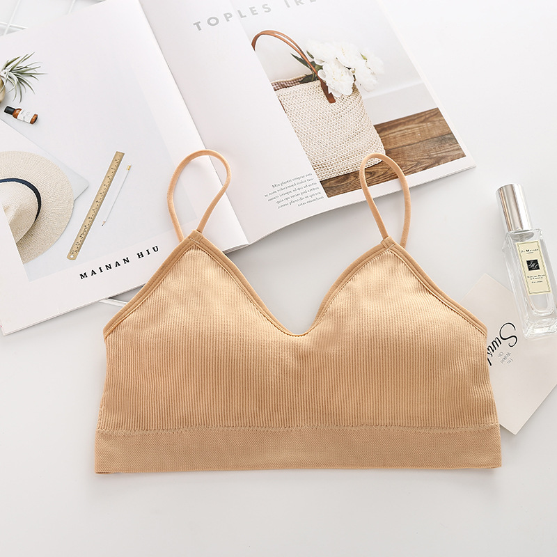 Camisola de las mujeres ropa interior sexy espalda pequeña pecho Chaleco corto anti-Exposición con almohadilla de pecho tubo superior ropa interior deportiva