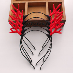 糖果色鹿角頭箍 創意毛絨金屬發箍頭飾 聖誕節演唱會表演飾品批發