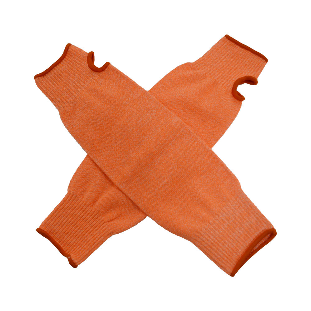 厂家直供防割5级针织荧光橙开口袖套 玻璃厂防身安全耐磨现货护臂