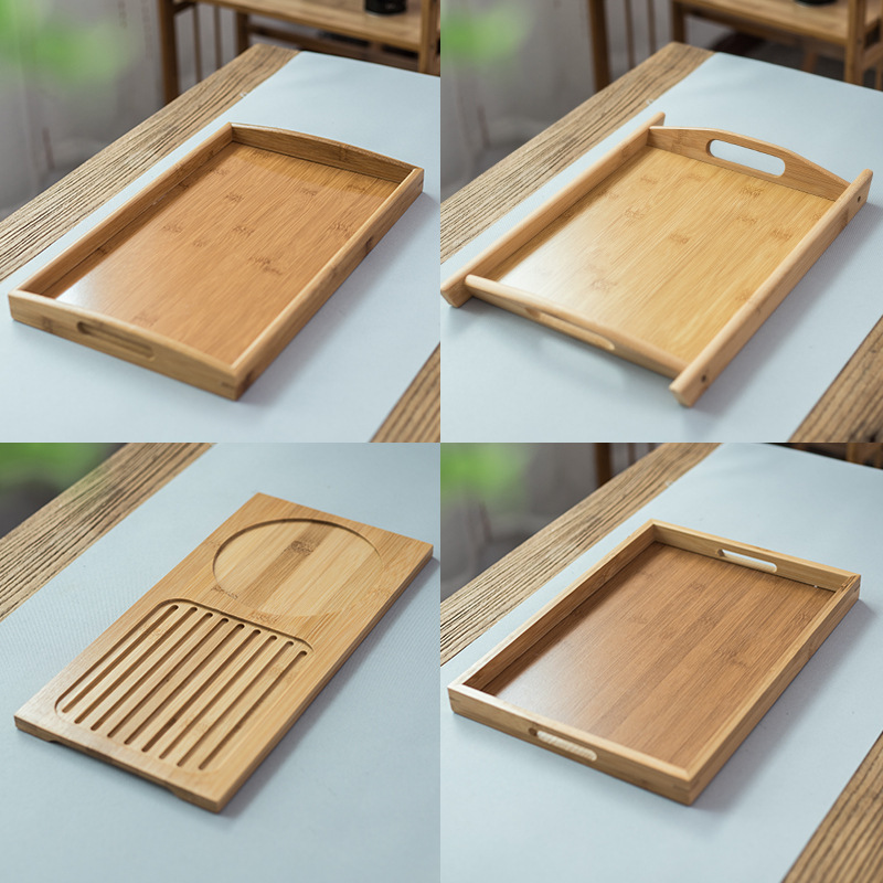 Bandeja Rectangular de Té de Bambú de Madera