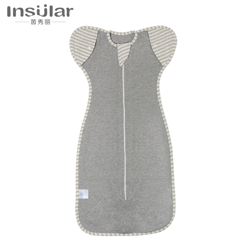 Yinmei Four Seasons bebé anti-shock swaddling toalla bebé Algodón puro elástico swaddling toalla saco de dormir manga desmontable transfronteriza