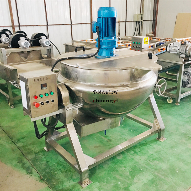 凉粉搅拌夹层锅 电加热带搅拌可倾斜式夹层锅 不锈钢300L夹层锅