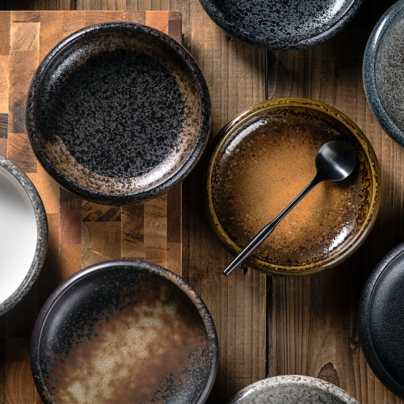 Ceramic circular deep plate, Japanese and Korean snacks, plates Japanese -style cooking tableware Sushi soup plate washing
