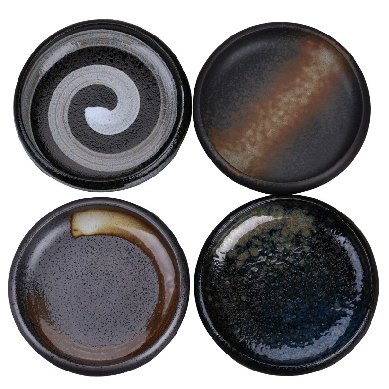 Ceramic circular deep plate, Japanese and Korean snacks, plates Japanese -style cooking tableware Sushi soup plate washing