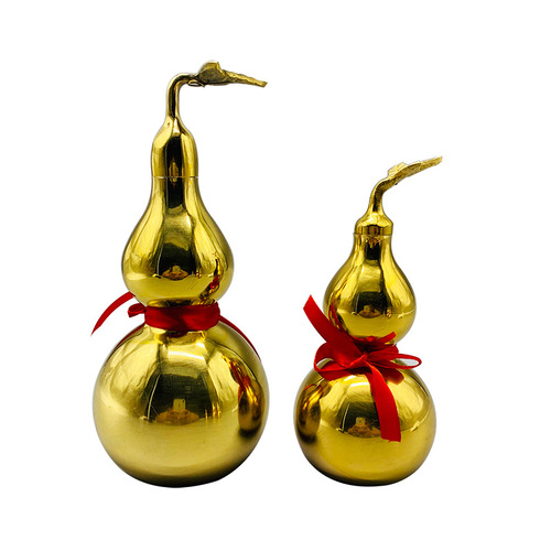 Manufacturer wholesale brass gourd ornaments, large and small glossy gossip copper gourd pendants, copper gourds with leaves and open lids