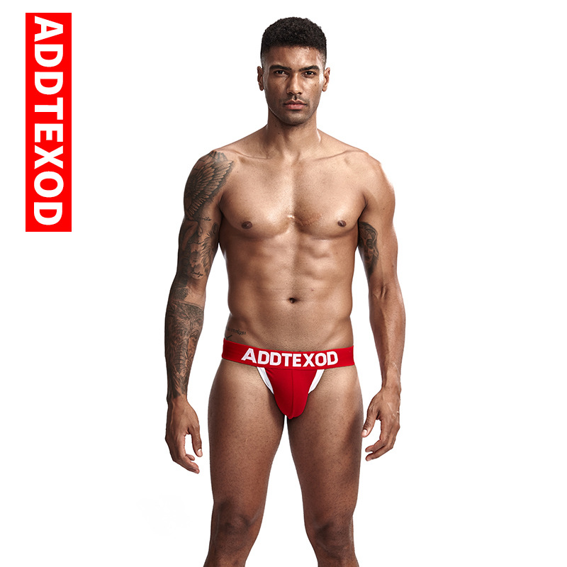 Suministro transfronterizo de ropa interior para hombres sexy doble Tanga algodón transpirable color sólido cinturón tridimensional cintura media Tanga para hombres