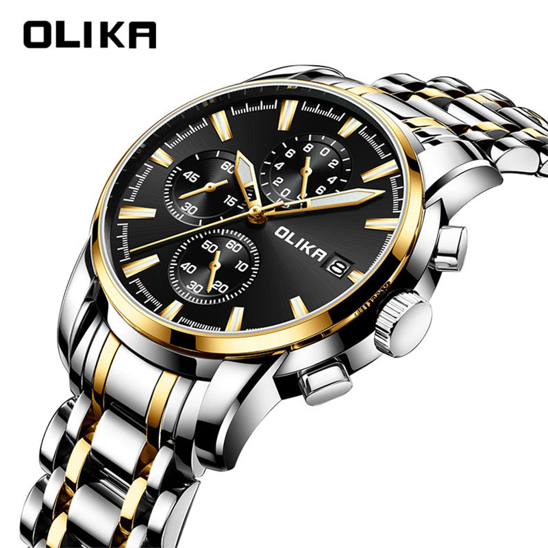 olika/Olga Men's Watch Fashion Business Waterproof Casual Luminous Quartz Men's Watch Steel Band Watch Men