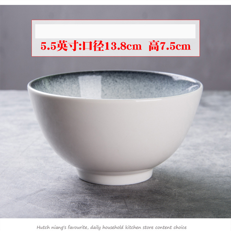 Gradiente de cerámica blanco olla tazón de arroz tazón de azúcar sopa de fideos tazón en forma de V tazón plato al por mayor tazón de batido