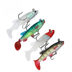 T-tail bait 9cm 14g bionic bait fish bait wholesale fake bait double hook package lead fish with weighted soft bait five-color artificial bait