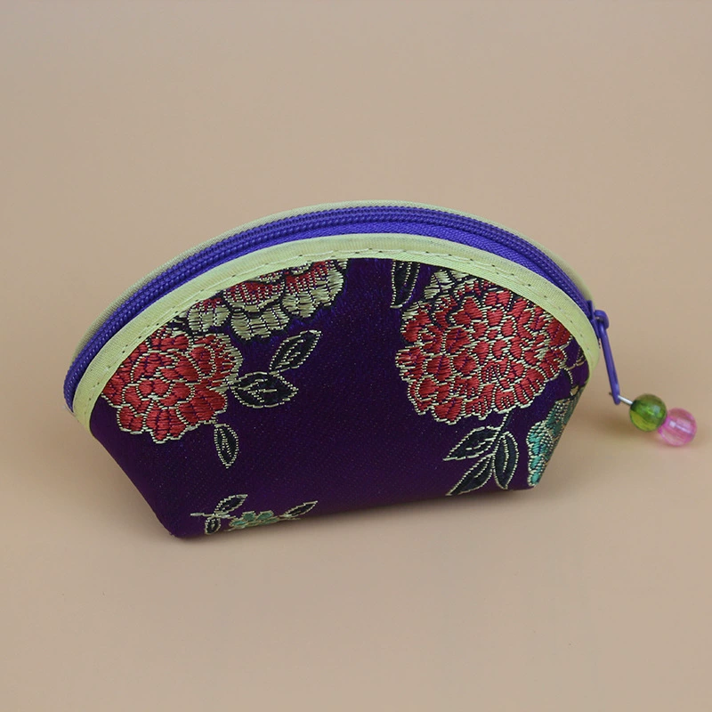 Этничный эмбираж embroidered тканевый кошелек на молнии, маленький клатч 10×3×6 см, вес 30 г