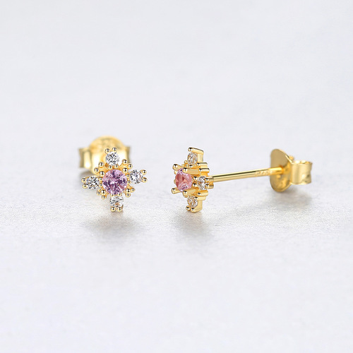 PAG&MAG early spring earrings S925 silver earrings earrings synthetic gemstones Korean simple fashion flower jewelry factory