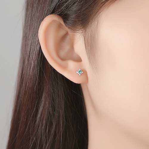PAG&MAG early spring earrings S925 silver earrings earrings synthetic gemstones Korean simple fashion flower jewelry factory