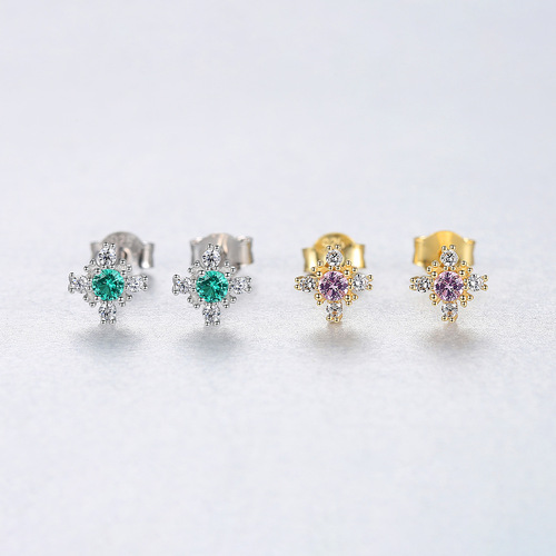 PAG&MAG early spring earrings S925 silver earrings earrings synthetic gemstones Korean simple fashion flower jewelry factory