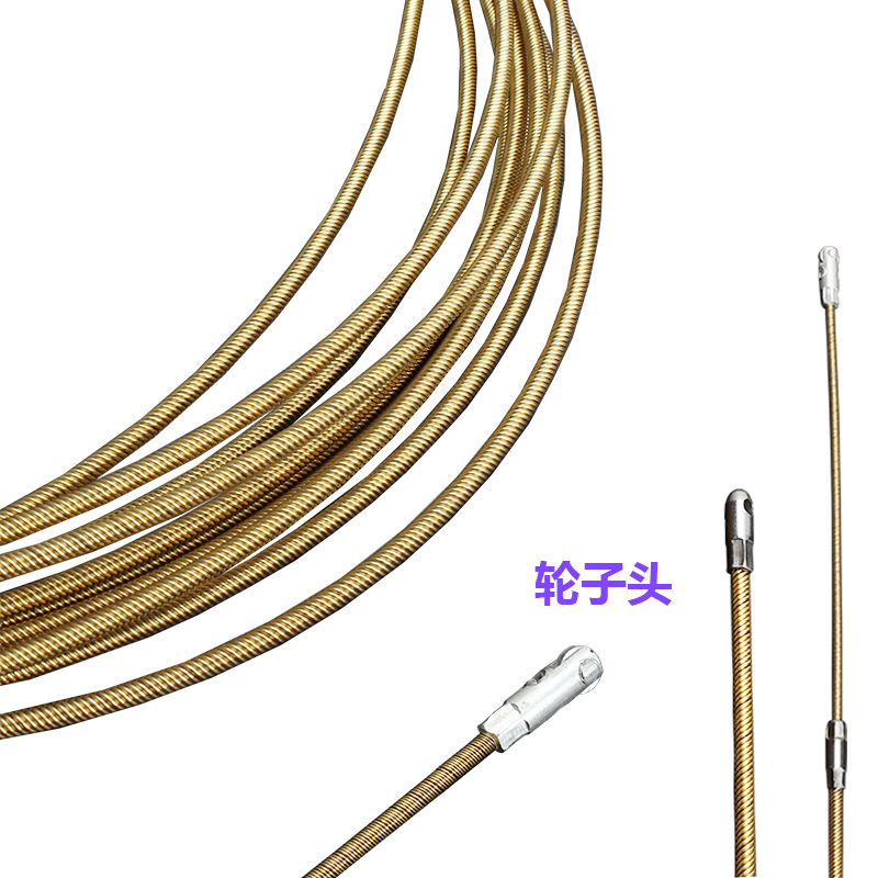 电工穿线器带滚轮头钢丝包胶塑料钢电线网线穿管器线槽引线器