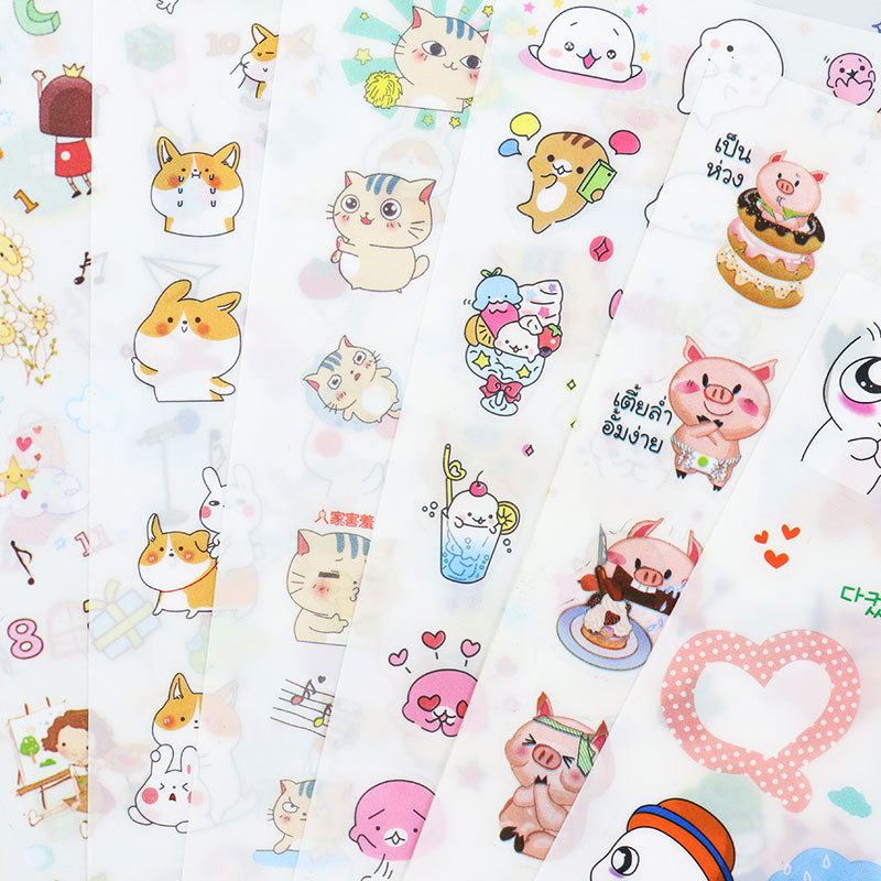 Creativo de dibujos animados pvc transparente Diario pegatinas DIY dibujos animados de dibujos animados pegatinas pegar bebé diario pegatinas